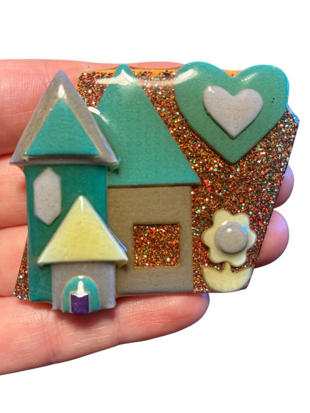 Teal & Glitter House Pin By Lucinda